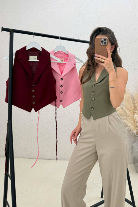 PACK OF 3 PIECES ONE COLOR LACING WAIST WOMAN VESTS MULTIPLE/SHNGJ - 4