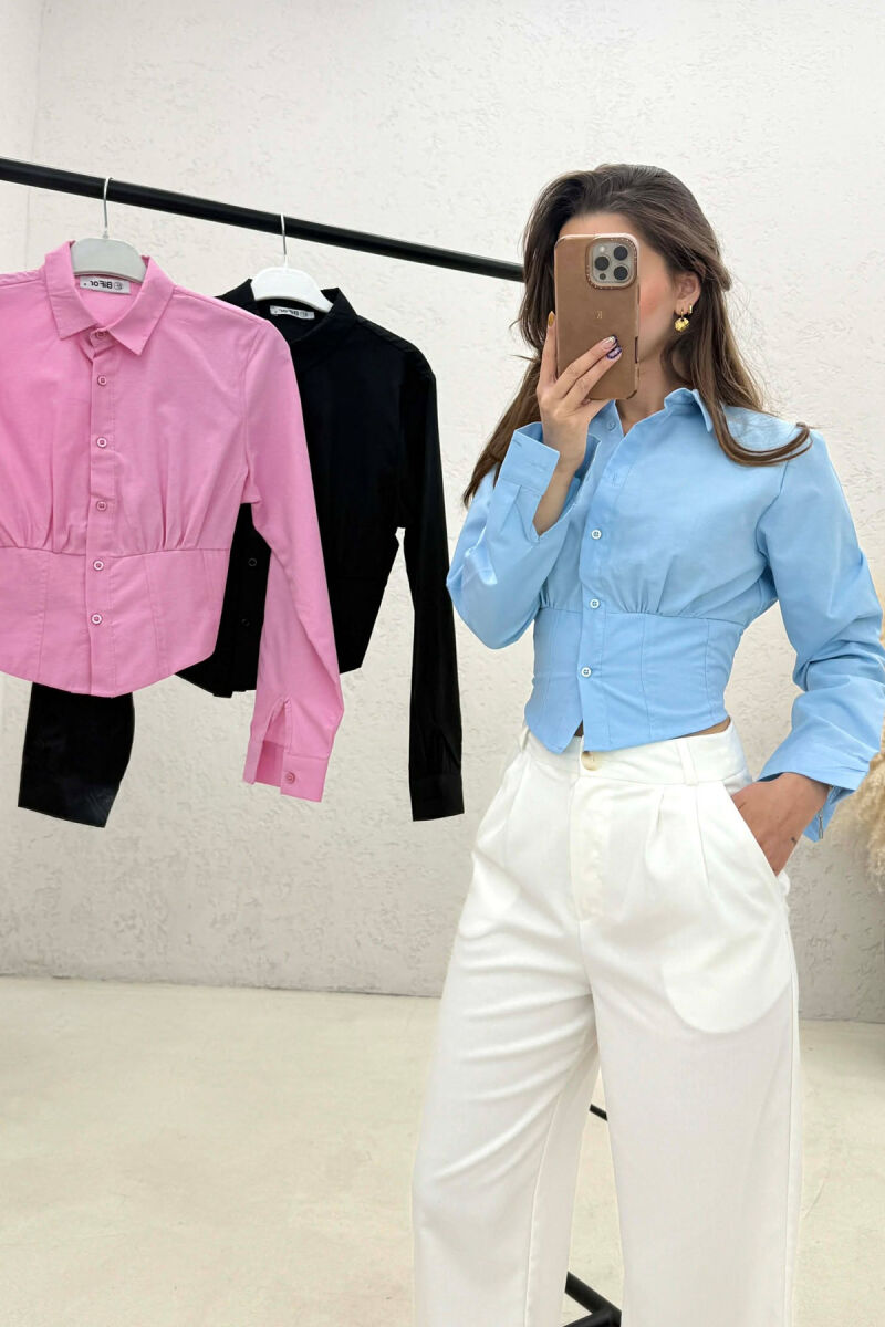PACK OF 3 PIECES SIMPLE WOMAN SHIRT PINK+BLUE+BLACK - 2