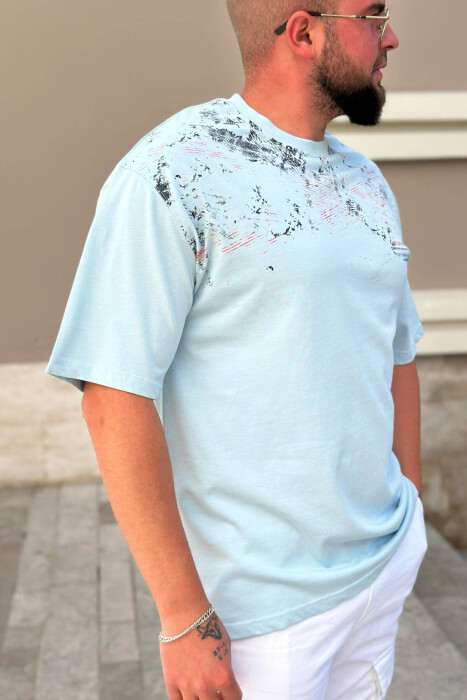 PAINT ONE COLOR T-SHIRT OVERSIZE MAN LIGHTBLUE/BZ - 3