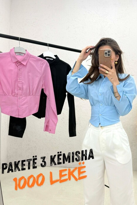 PAKETE 3 KEMISHA TE THJESHTA PER FEMRA NE NGJYRE ROZE + BLU + TE ZEZE 