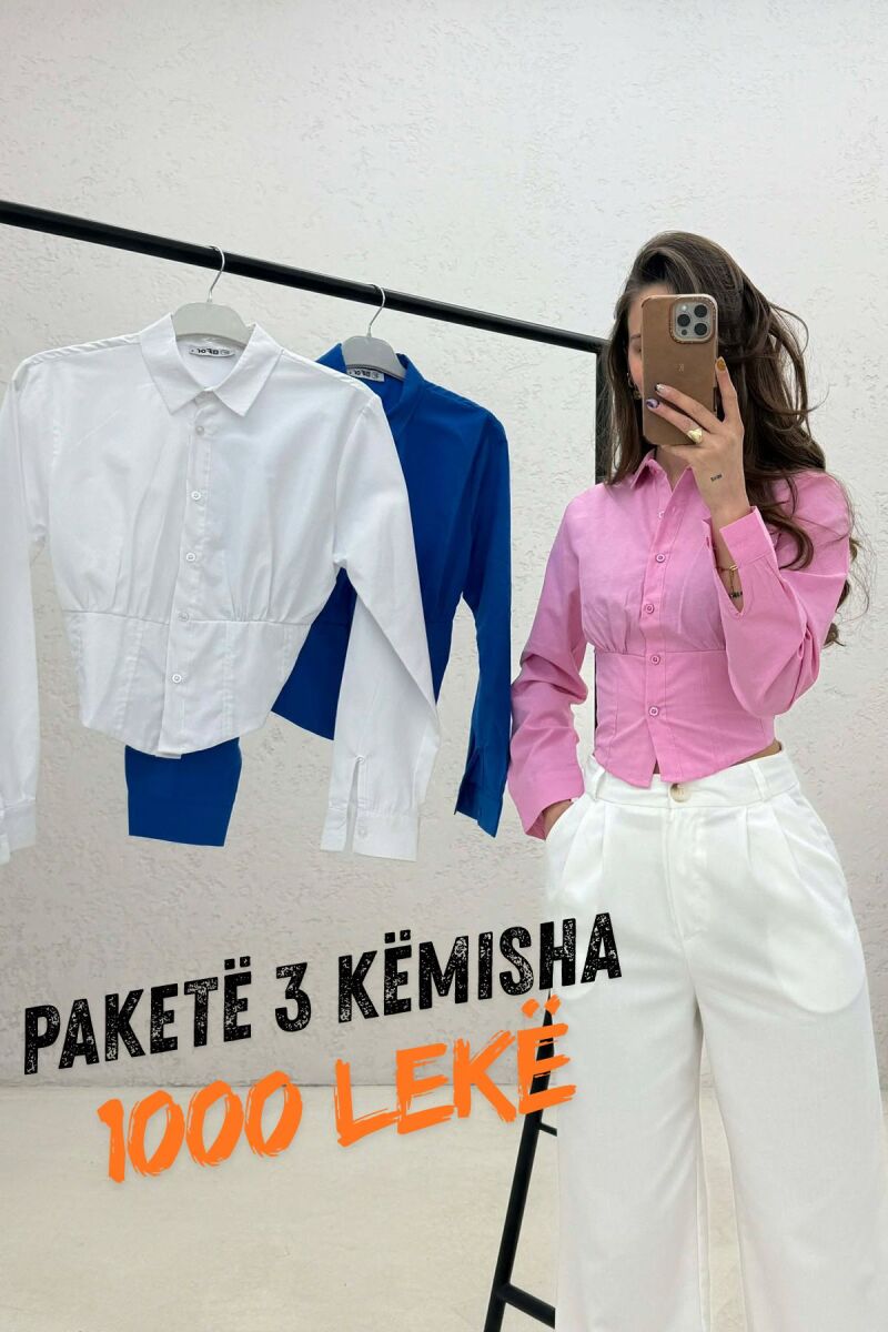 PAKETE 3 KEMISHA TE THJESHTA PER FEMRA NE NGJYRE TE BARDHE + ROZE + BLU - 1