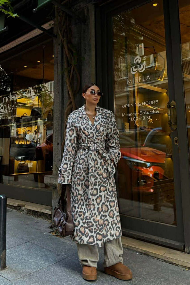 PALLTO E GJATE ME DETAJIN E RRIPIT PER FEMRA ME DIZAJN LEOPARD - 3