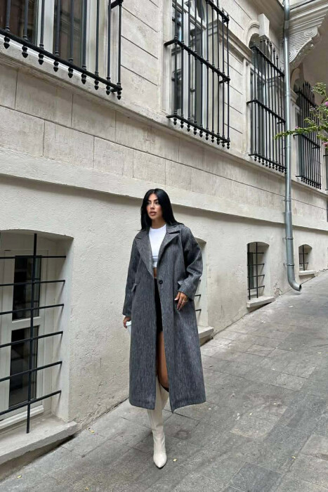 PALLTO E GJATE NJE NGJYRESHE ME GEZOF PER FEMRA NE NGJYRE GRI - 1