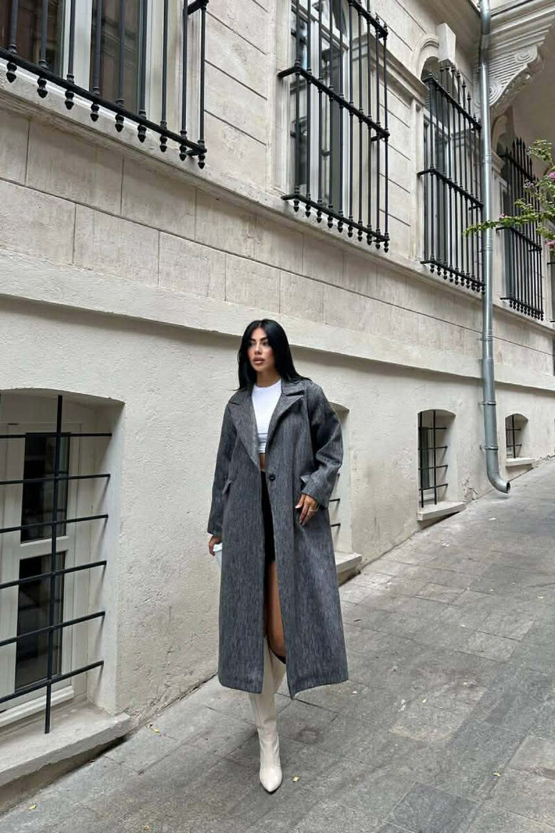 PALLTO E GJATE NJE NGJYRESHE ME GEZOF PER FEMRA NE NGJYRE GRI - 1