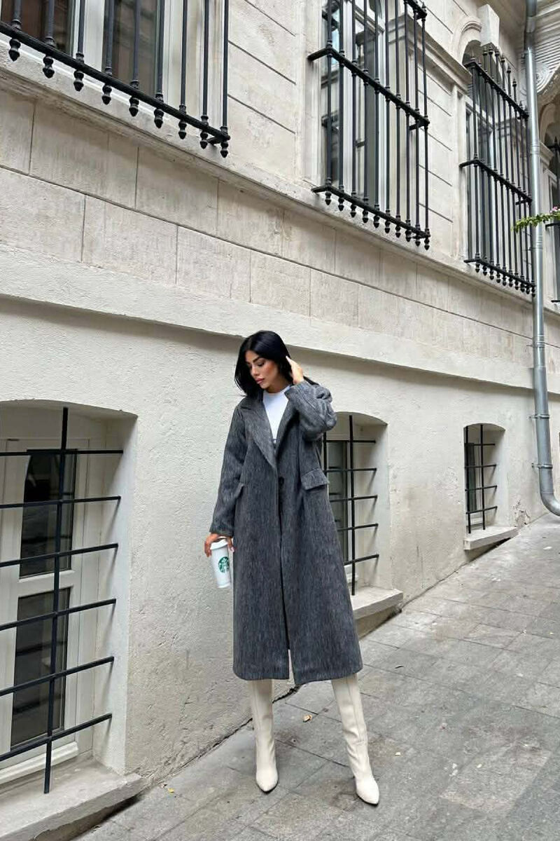 PALLTO E GJATE NJE NGJYRESHE ME GEZOF PER FEMRA NE NGJYRE GRI - 3