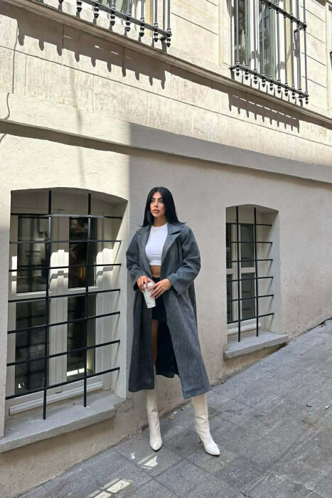 PALLTO E GJATE NJE NGJYRESHE ME GEZOF PER FEMRA NE NGJYRE GRI - 6