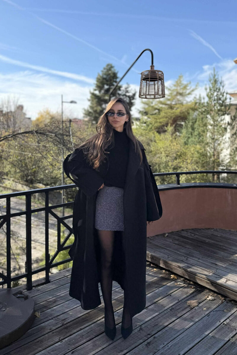 PALLTO E GJATE NJE NGJYRESHE ME LIDHESE PER FEMRA NE NGJYRE TE ZEZE - 1