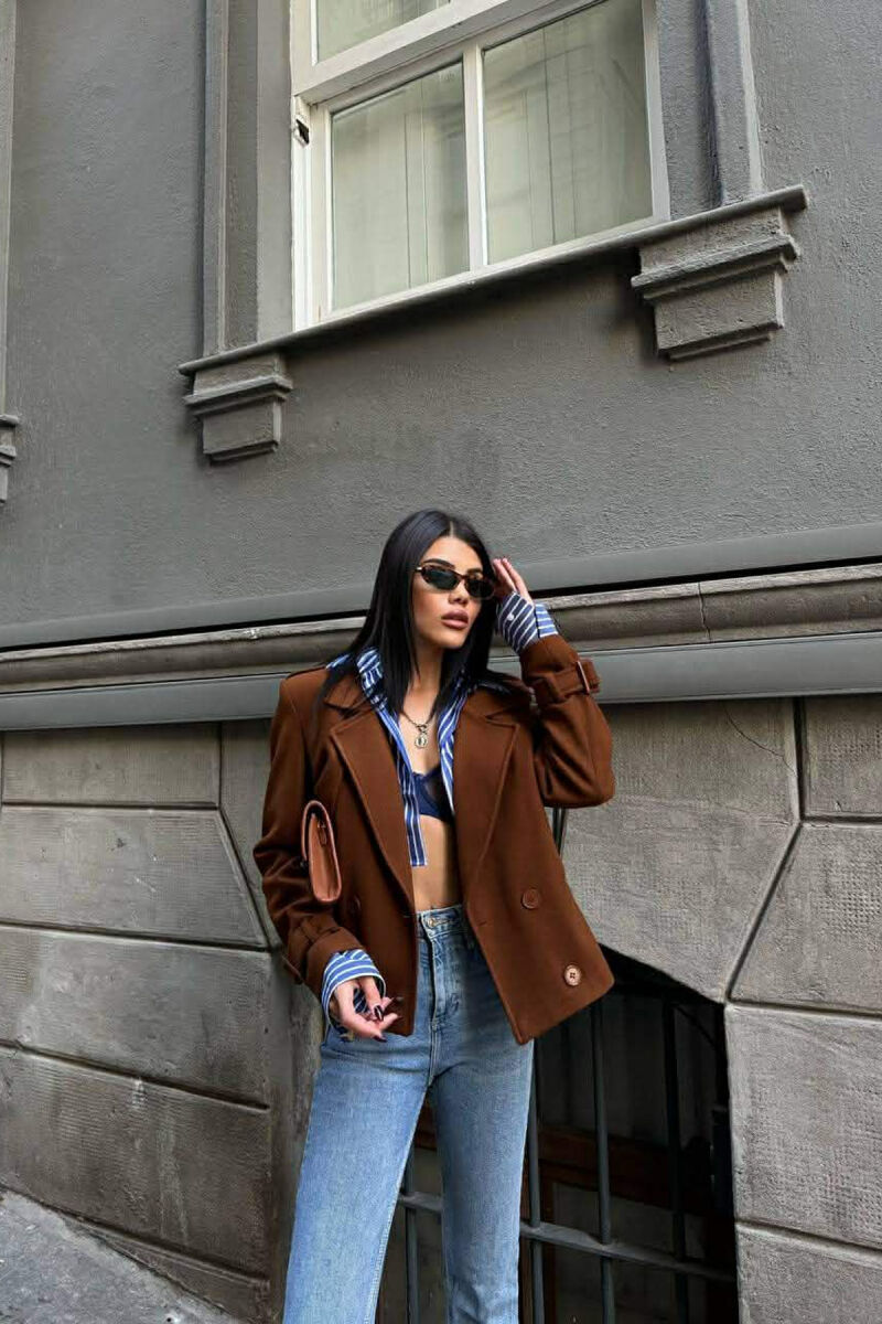 PALLTO E SHKURTER NJE NGJYRESHE PER FEMRA NE NGJYRE KAFE - 6