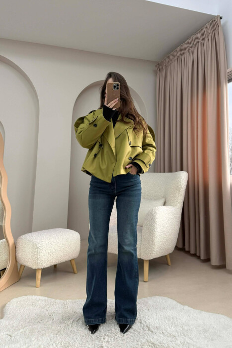 PALLTO E SHKURTER PER FEMRA NE NGJYRE JESHILE TE ZBARDHUR - 4