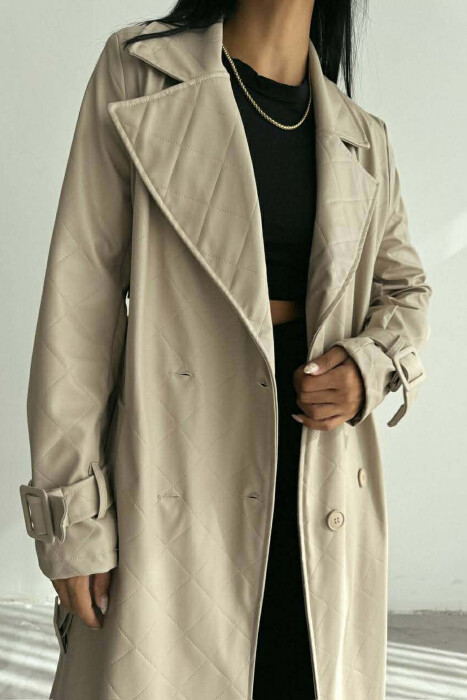 PALLTO LEKURE E GJATE NJE NGJYRESHE PER FEMRA NE NGJYRE BEZHE - 3