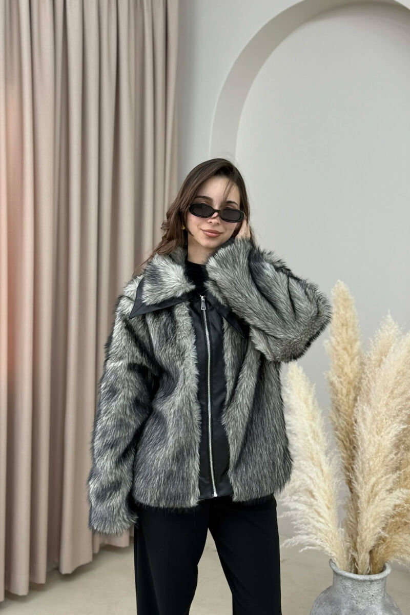 PALLTO ME GEZOF DHE ZINXHIR PER FEMRA NE NGJYRE GRI TE ERRET - 1