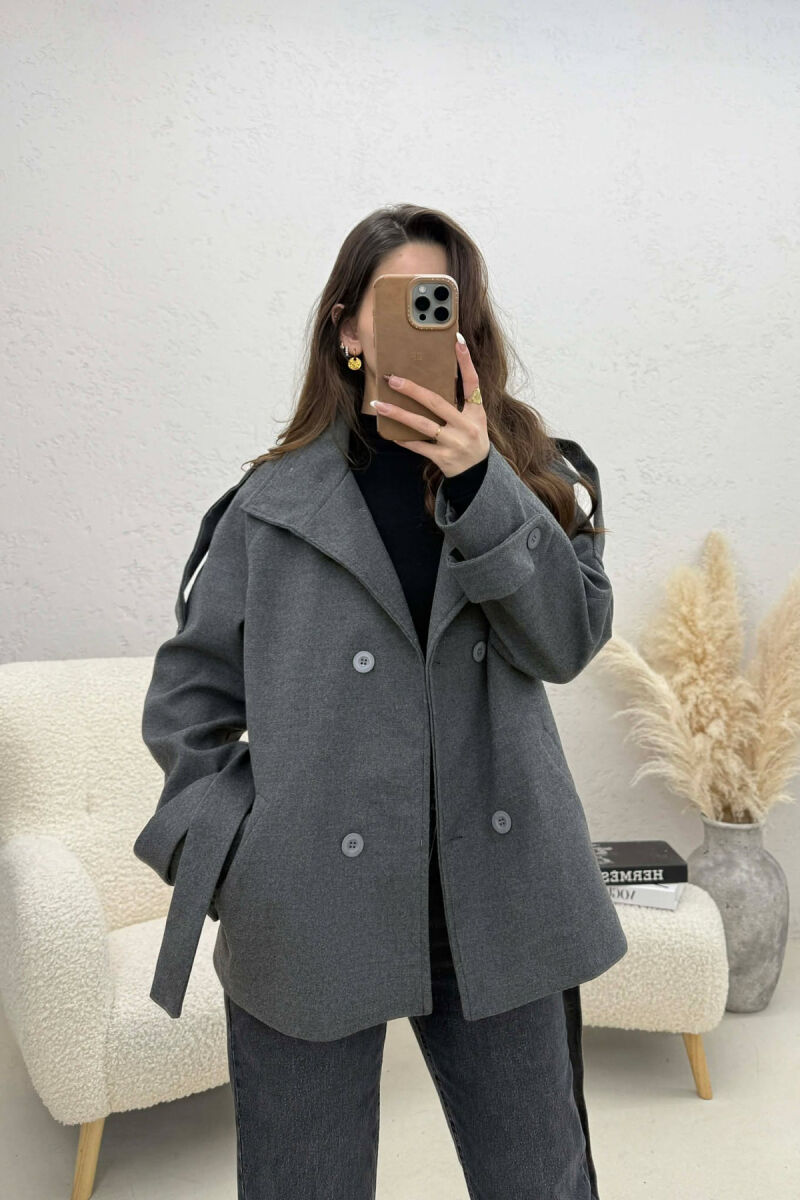 PALLTO ME KOPSA PER FEMRA NE NGJYRE GRI - 4