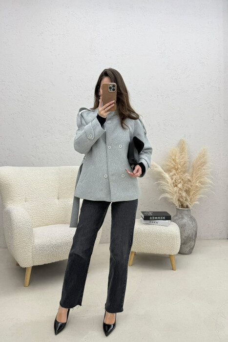 PALLTO ME KOPSA PER FEMRA NE NGJYRE GRI TE ZBARDHUR - 3