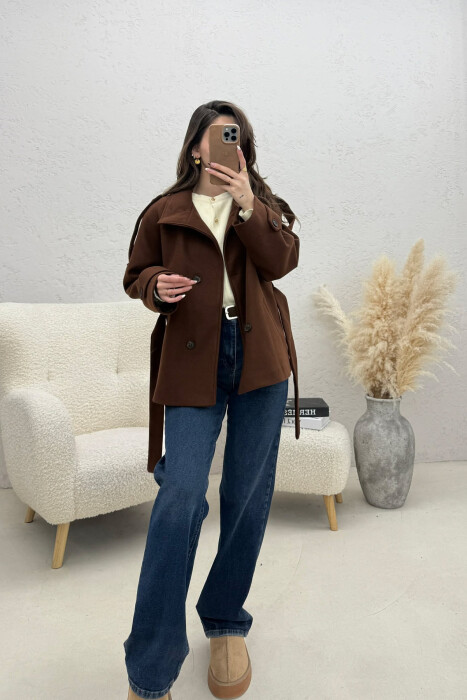 PALLTO ME KOPSA PER FEMRA NE NGJYRE KAFE - 4