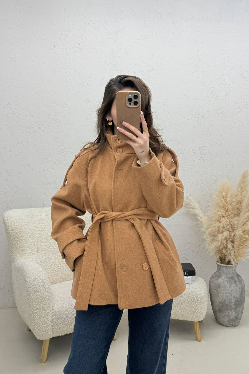 PALLTO ME KOPSA PER FEMRA NE NGJYRE KAFE TE ZBARDHUR - 1