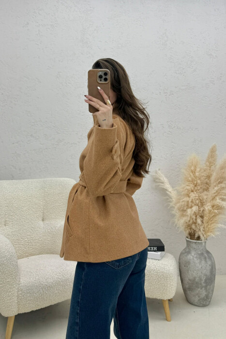 PALLTO ME KOPSA PER FEMRA NE NGJYRE KAFE TE ZBARDHUR - 3