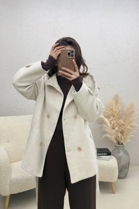 PALLTO ME KOPSA PER FEMRA NE NGJYRE KREM - 2