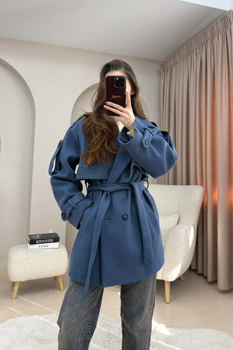 PALLTO NJE NGJYRESHE ME DETAJIN E RRIPIT PER FEMRA NE NGJYRE BLU - 1