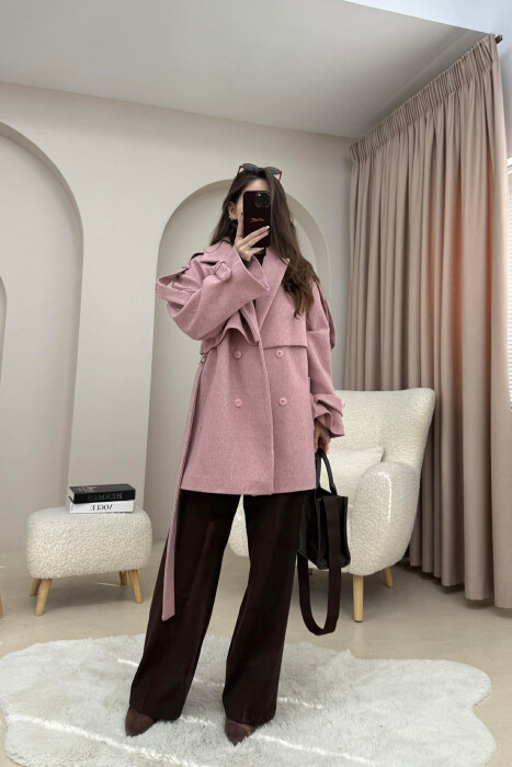 PALLTO NJE NGJYRESHE ME DETAJIN E RRIPIT PER FEMRA NE NGJYRE UTHULL - 2