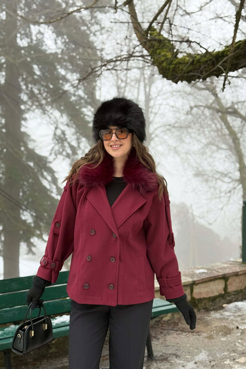 PALLTO NJE NGJYRESHE ME JAKE GEZOFI PER FEMRA NE NGJYRE VISHNJE - 3