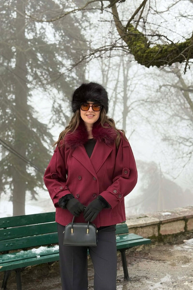 PALLTO NJE NGJYRESHE ME JAKE GEZOFI PER FEMRA NE NGJYRE VISHNJE - 4