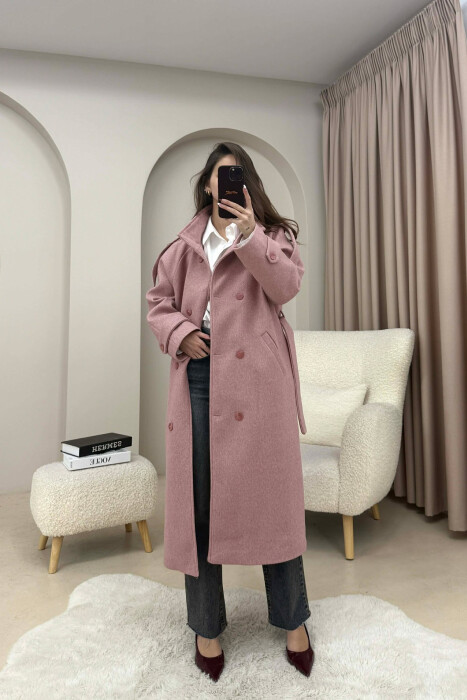 PALLTO NJE NGJYRESHE ME JAKE TE GJATE DHE BUTONA PER FEMRA NE NGJYRE UTHULL - 2