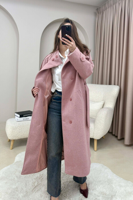 PALLTO NJE NGJYRESHE ME JAKE TE GJATE DHE BUTONA PER FEMRA NE NGJYRE UTHULL - 3