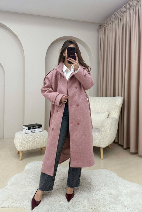 PALLTO NJE NGJYRESHE ME JAKE TE GJATE DHE BUTONA PER FEMRA NE NGJYRE UTHULL - 4