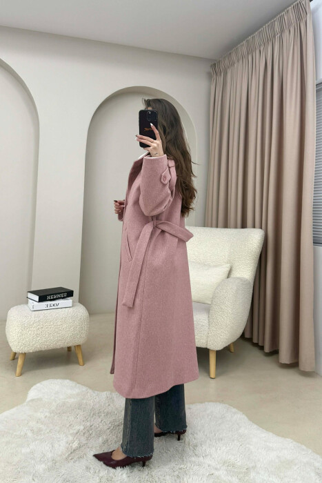 PALLTO NJE NGJYRESHE ME JAKE TE GJATE DHE BUTONA PER FEMRA NE NGJYRE UTHULL - 5