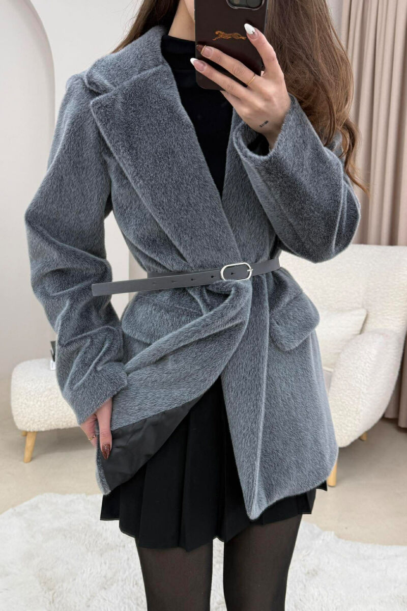 PALLTO NJE NGJYRESHE ME RRIP PER FEMRA NE NGJYRE GRI - 1