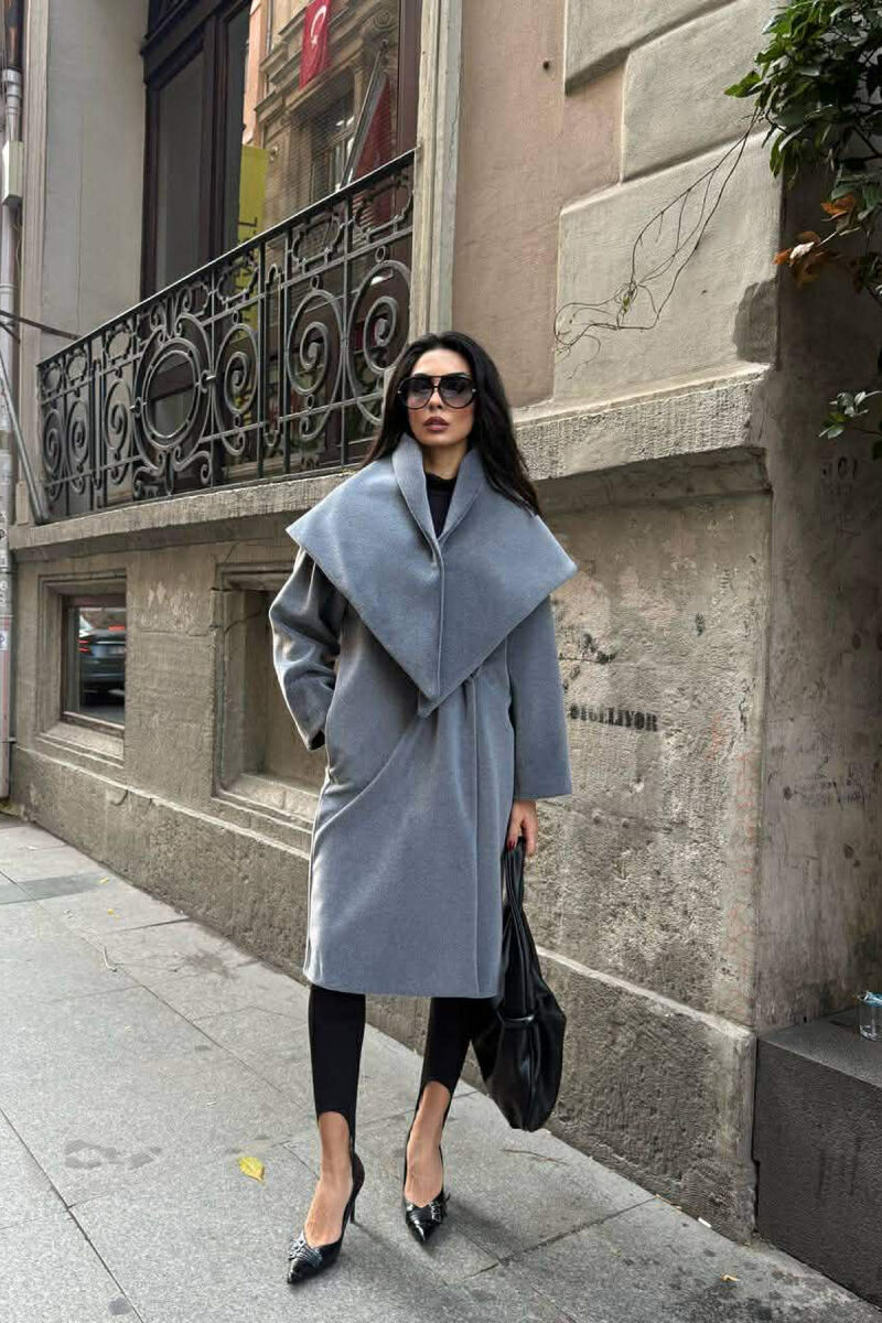 PALLTO NJE NGJYRESHE ME SHALL PER FEMRA NE NGJYRE GRI - 1