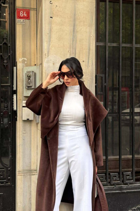 PALLTO NJE NGJYRESHE ME SHALL PER FEMRA NE NGJYRE KAFE TE ERRET - 2