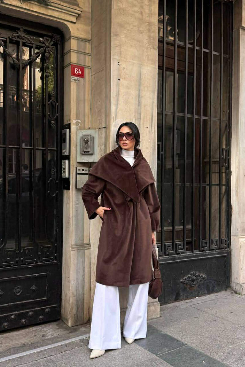 PALLTO NJE NGJYRESHE ME SHALL PER FEMRA NE NGJYRE KAFE TE ERRET - 3