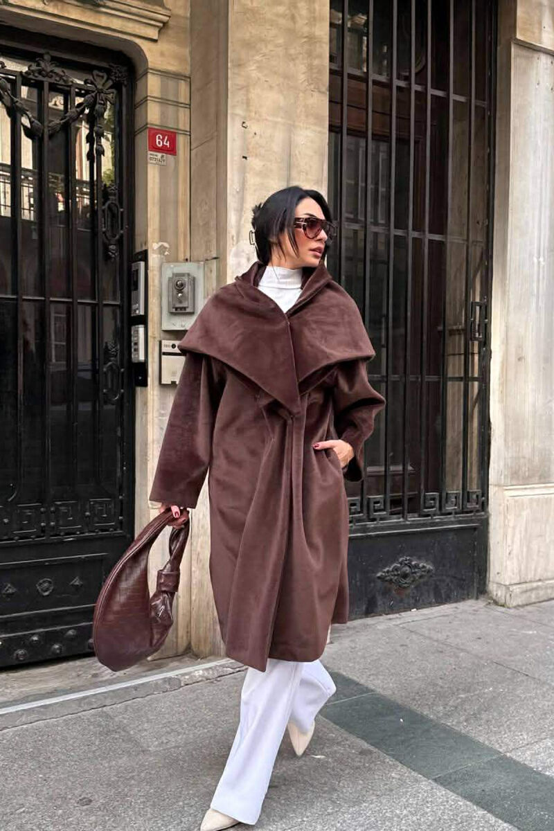 PALLTO NJE NGJYRESHE ME SHALL PER FEMRA NE NGJYRE KAFE TE ERRET - 4