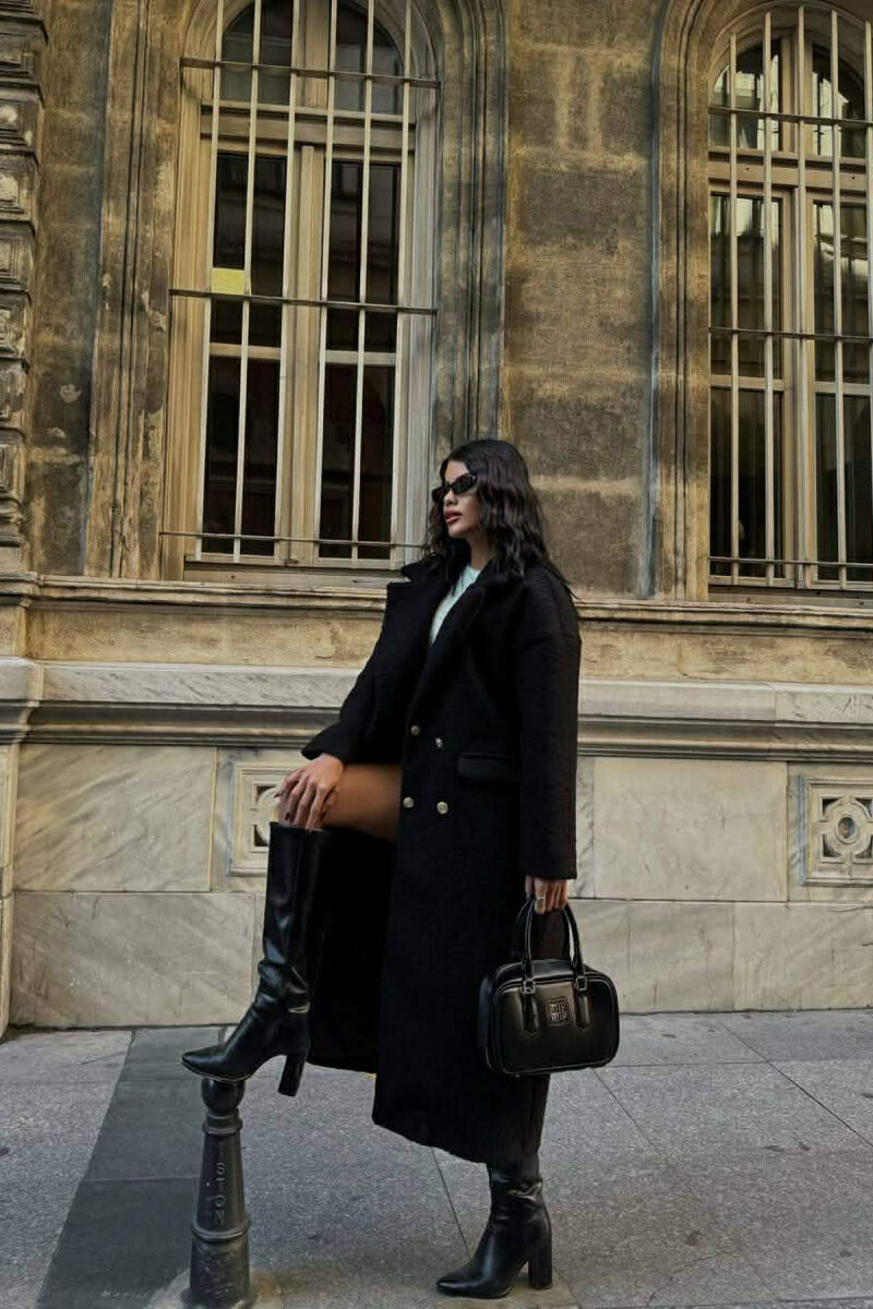 PALLTO NJE NGJYRESHE OVERSIZE ME BUTONA GOLD PER FEMRA NE NGJYRE TE ZEZE - 3