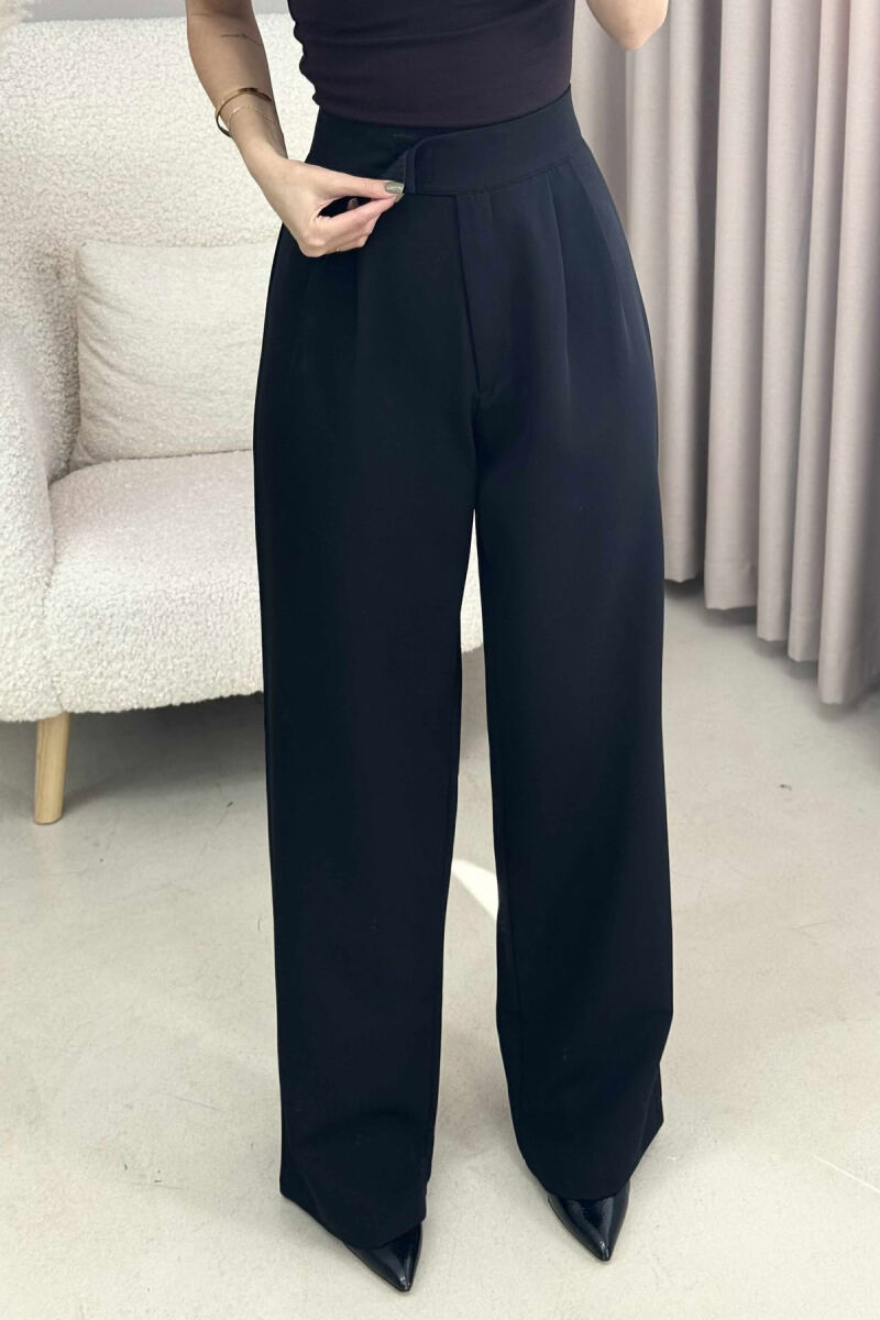 PANTALLONA TË THJESHTA NJË NGJYRËSHE PËR FEMRA NË NGJYRË TË ZEZË - 3