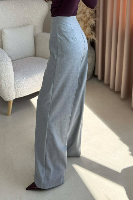 PANTALLONA TË THJESHTA PËR FEMRA NË NGJYRË GRI TË ZBARDHUR - 4