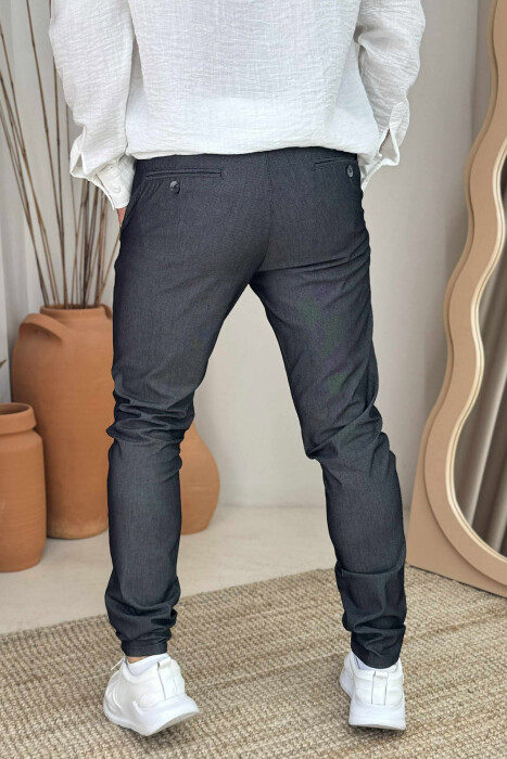 PANTALLONA KLASIKE NJË NGJYRËSHE PËR MESHKUJ NË NGJYRËN GRI E ERRËT - 3