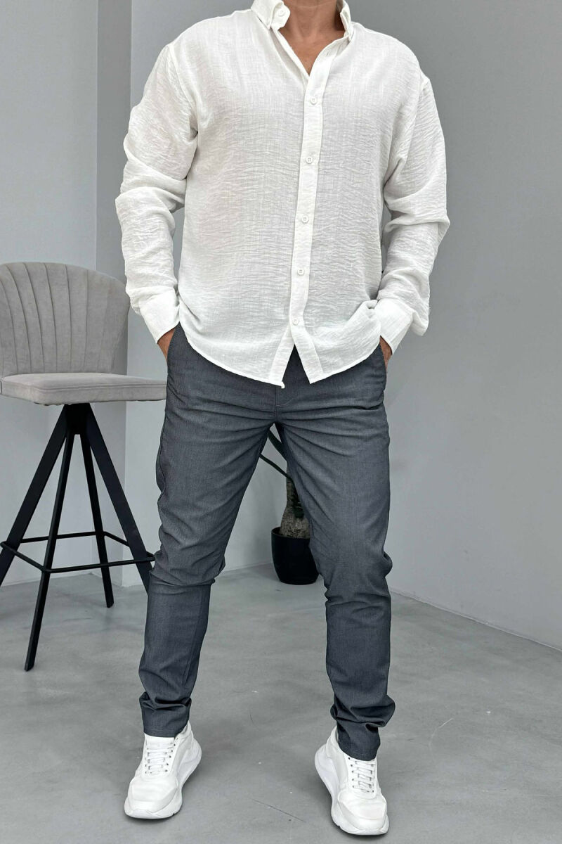 PANTALLONA KLASIKE NJË NGJYRËSHE PËR MESHKUJ NË NGJYRËN GRI - 1