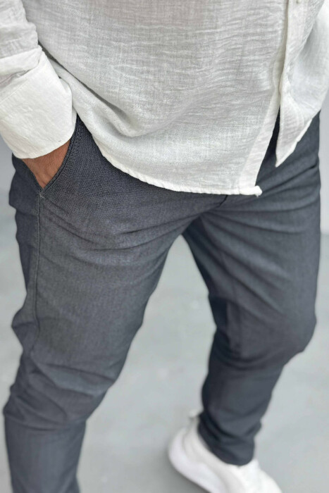 PANTALLONA KLASIKE NJË NGJYRËSHE PËR MESHKUJ NË NGJYRËN GRI - 2