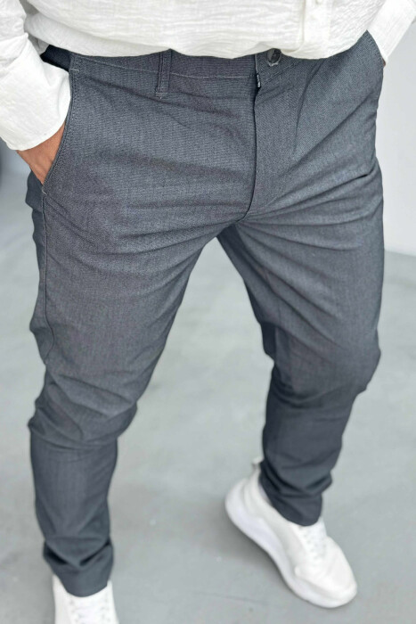 PANTALLONA KLASIKE NJË NGJYRËSHE PËR MESHKUJ NË NGJYRËN GRI - 4