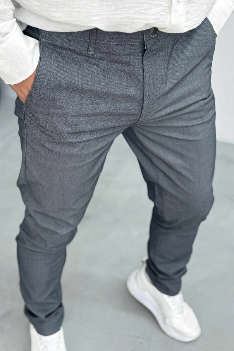 PANTALLONA KLASIKE NJË NGJYRËSHE PËR MESHKUJ NË NGJYRËN GRI - 4