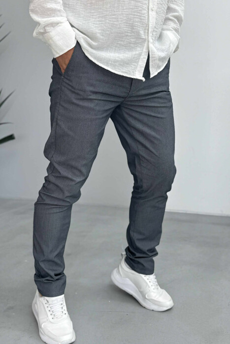 PANTALLONA KLASIKE NJË NGJYRËSHE PËR MESHKUJ NË NGJYRËN GRI - 5