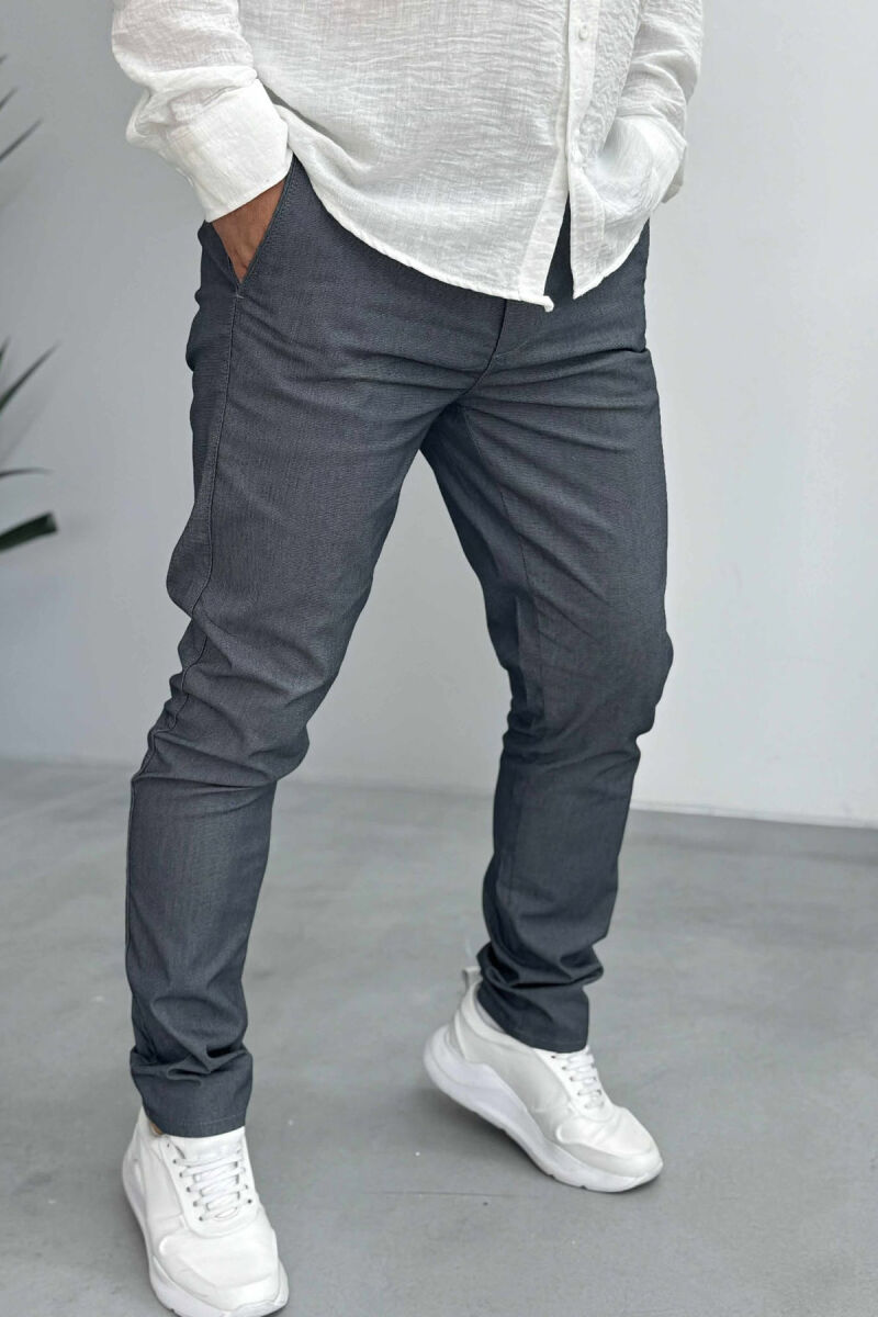 PANTALLONA KLASIKE NJË NGJYRËSHE PËR MESHKUJ NË NGJYRËN GRI - 5