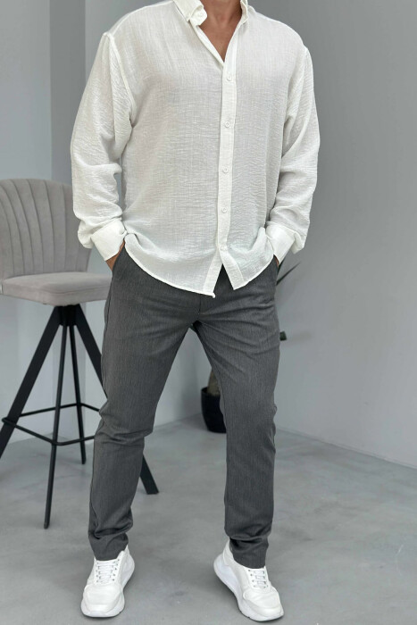 PANTALLONA KLASIKE NJË NGJYRËSHE PËR MESHKUJ NË NGJYRËN GRI - KLAUDIO FASHION