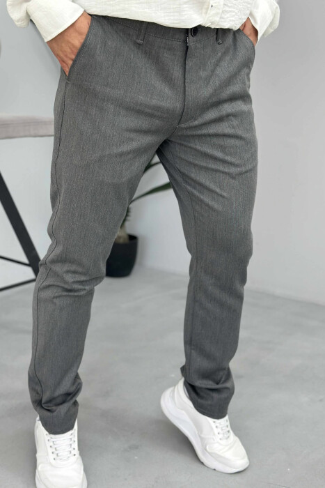 PANTALLONA KLASIKE NJË NGJYRËSHE PËR MESHKUJ NË NGJYRËN GRI - 4