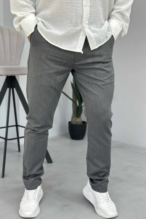 PANTALLONA KLASIKE NJË NGJYRËSHE PËR MESHKUJ NË NGJYRËN GRI - 5