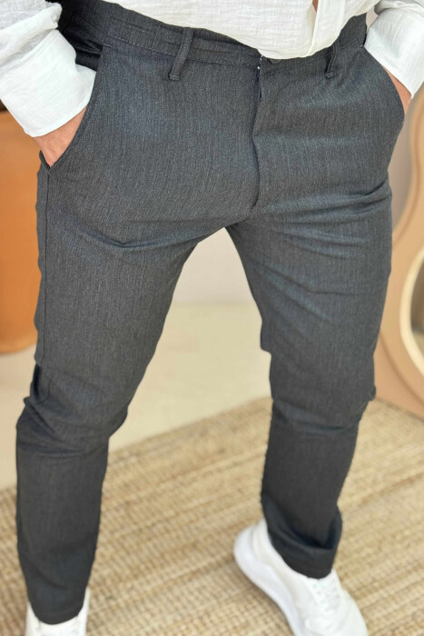 PANTALLONA KLASIKE TË THJESHTA PËR MESHKUJ NË NGJYRËN GRI E ERRËT - 4