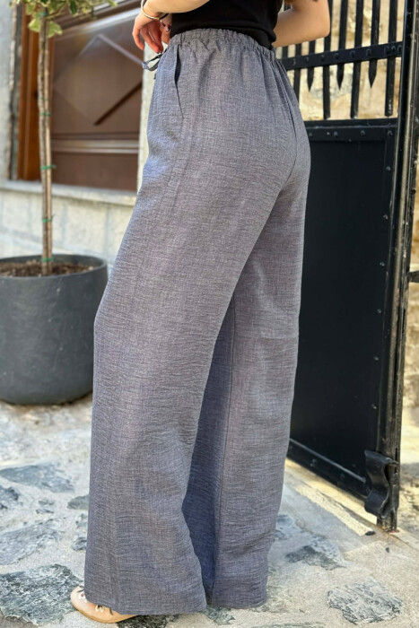 PANTALLONA ME BEL ELASTIK DHE ME DETAJIN E LIDHSEVE PER FEMRA NE NGJYRE GRI TE ERRET - 6