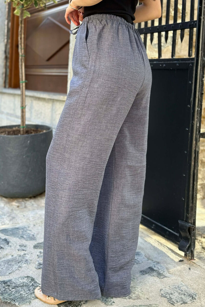 PANTALLONA ME BEL ELASTIK DHE ME DETAJIN E LIDHSEVE PER FEMRA NE NGJYRE GRI TE ERRET - 6